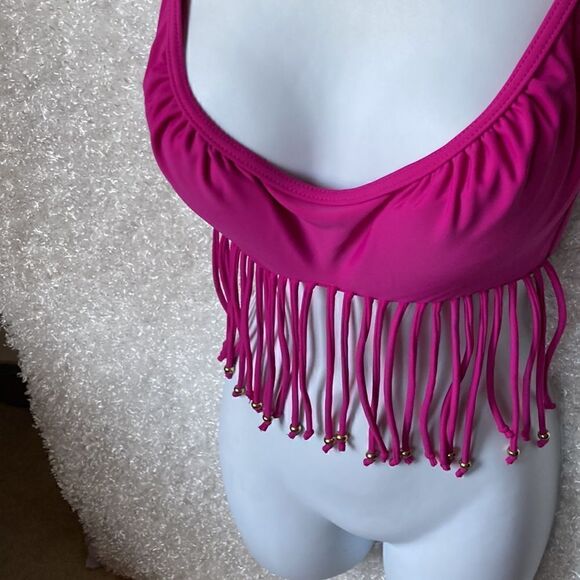 women's Large Fuchsia String Bikini Padded Top XHILARATION - Picture 2 of 13
